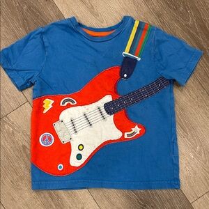 Mini Boden Blue Tee with Red Guitar Design